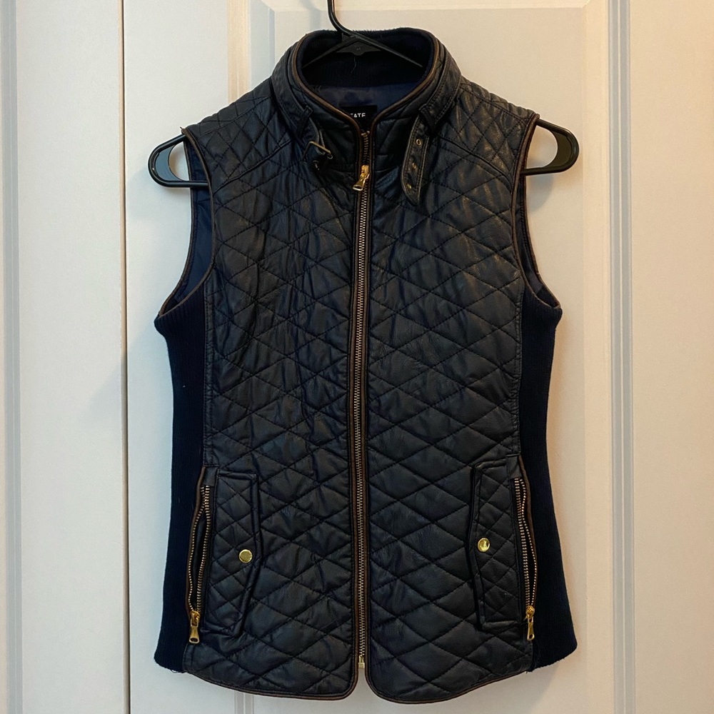 Sleeveless navy quilted vest
